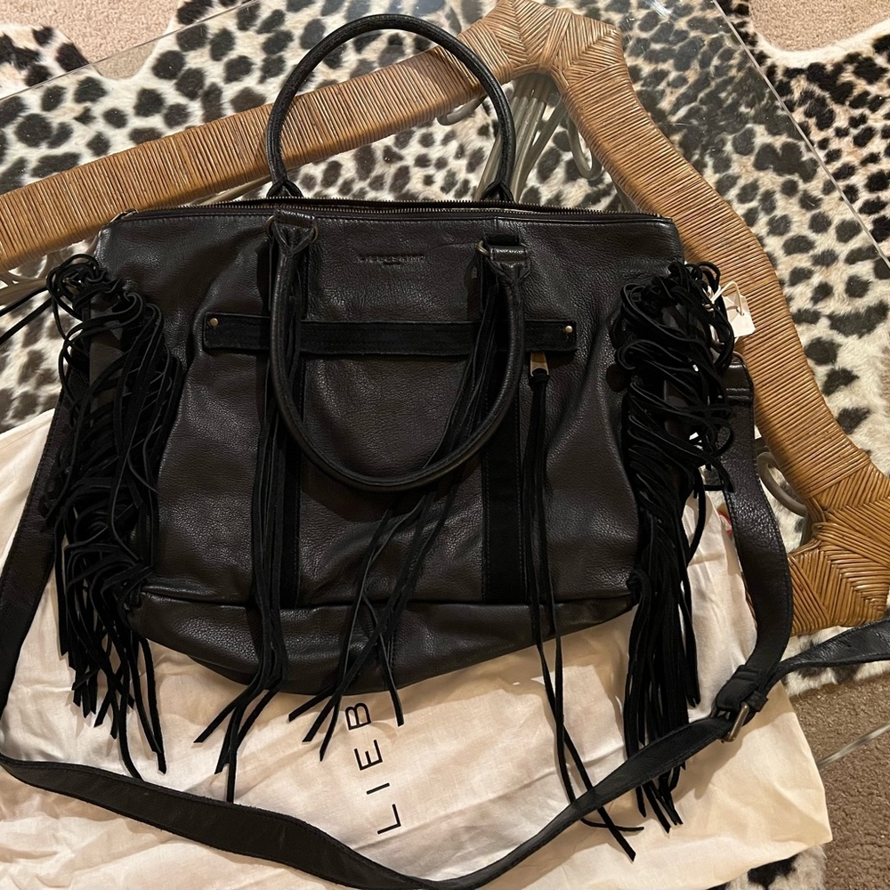 NWT Liebeskind Paula 1 black leather & suede HUGE bag!!! 😻🌟
